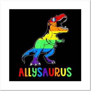Lgbt Dinosaur Rainbow Flag Ally Lgbt Pride Posters and Art